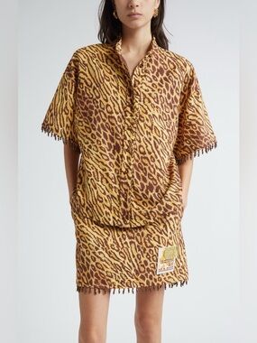 NWT $595 ZIMMERMANN COCO BEADED FRINGE SHIRT Size AU 2 US 8 100% Cotton